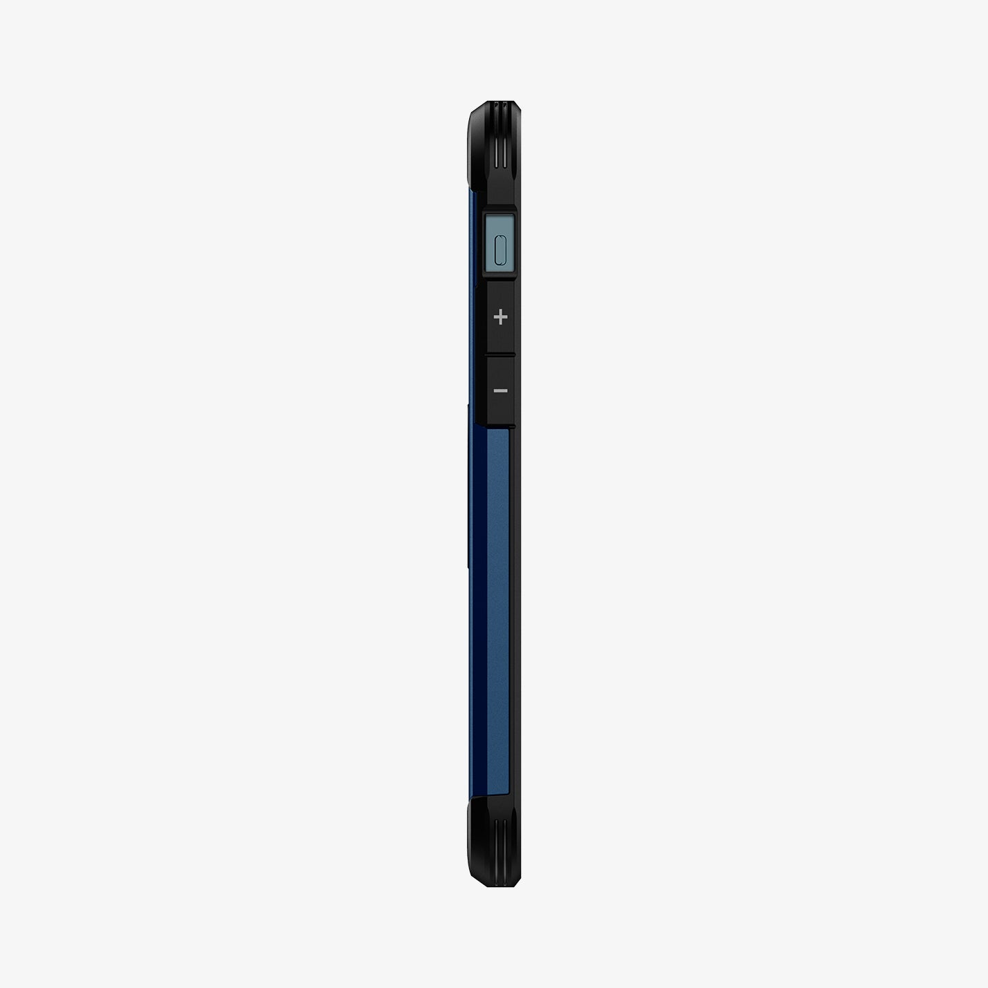 ACS02298 - iPhone 12 / iPhone 12 Pro Case Tough Armor in navy blue showing the side with volume controls