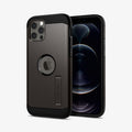 ACS01709 - iPhone 12 / iPhone 12 Pro Case Tough Armor in gunmetal showing the back and front