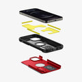 ACS02253 - iPhone 12 / iPhone 12 Pro Case Tough Armor in red showing the hard pc, soft tpu, impact foam and device