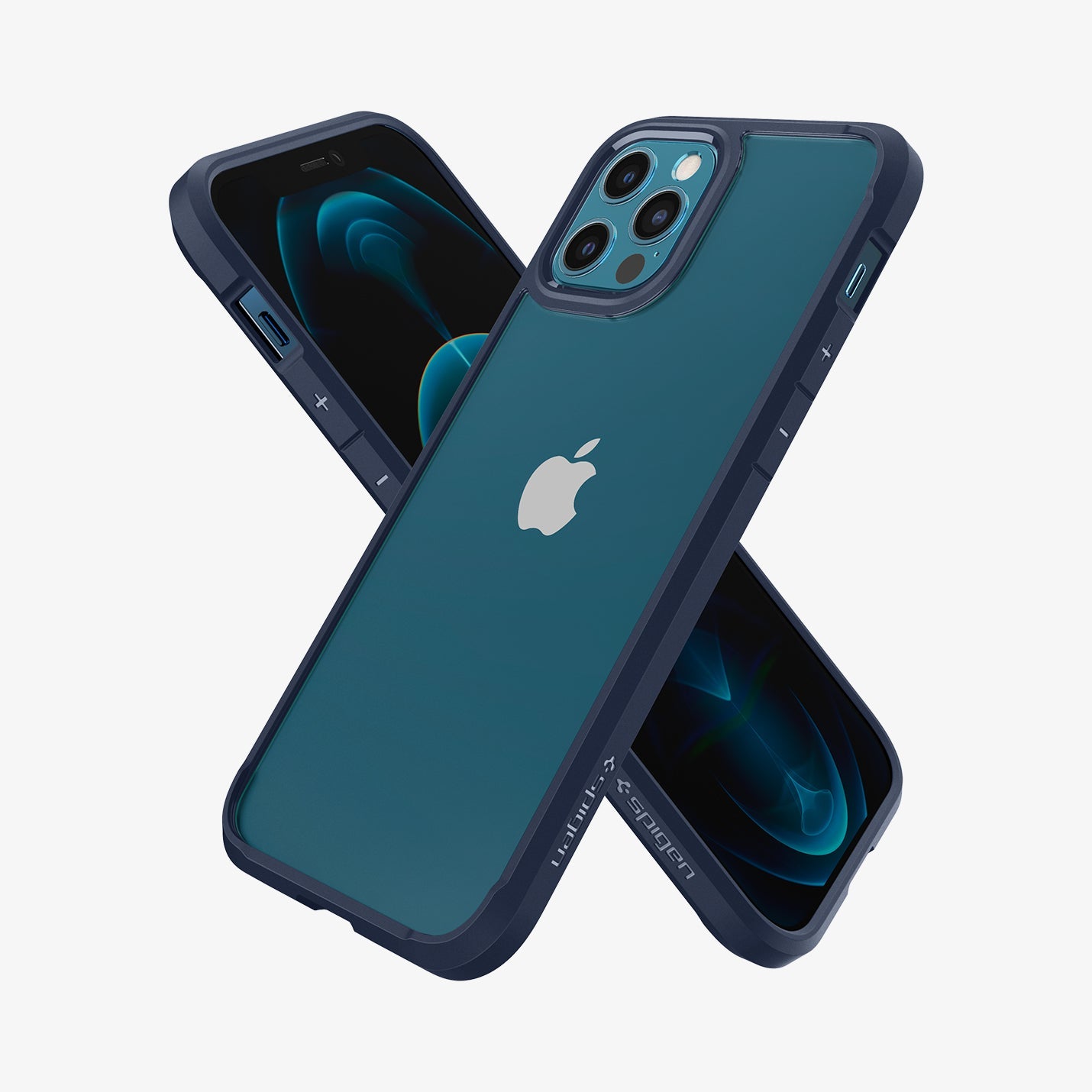 ACS02251 - iPhone 12 Pro / 12 Case Ultra Hybrid in navy blue showing the back, front and sides