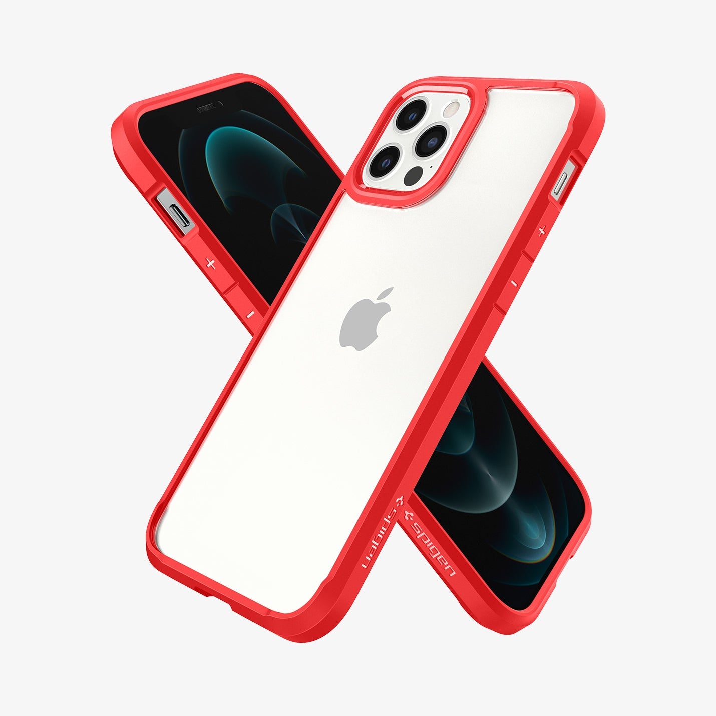 ACS01704 - iPhone 12 Pro / 12 Case Ultra Hybrid in red showing the back, front and sides