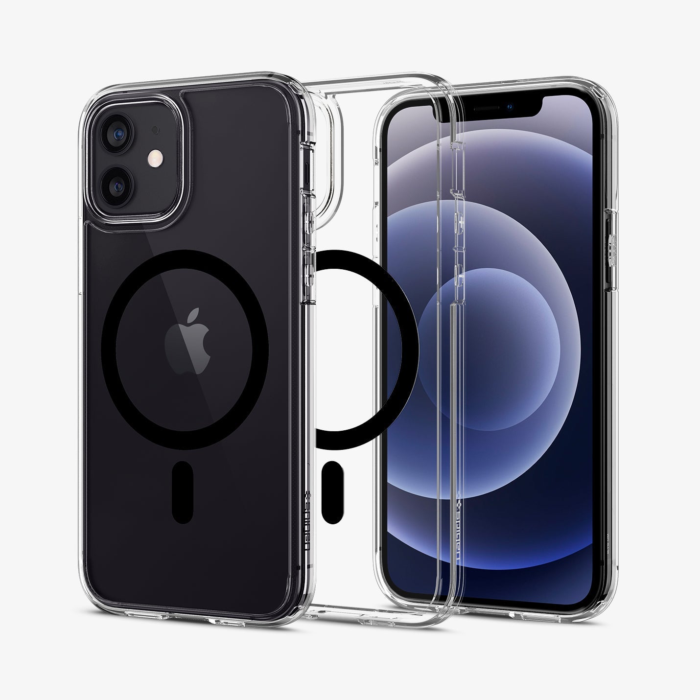 ACS02626 - iPhone 12 / iPhone 12 Pro Case Ultra Hybrid Mag Safe Compatible in black showing the back, inside and front
