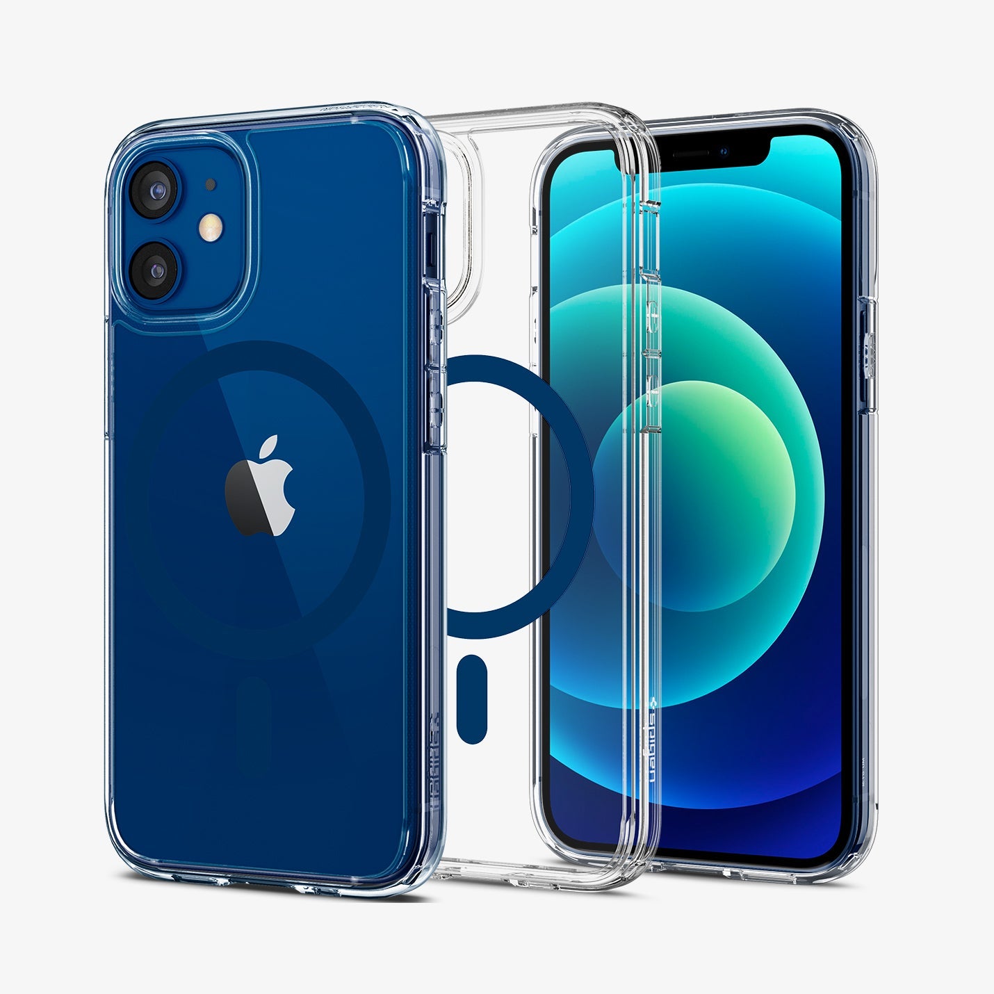ACS02627- iPhone 12 / iPhone 12 Pro Case Ultra Hybrid Mag Safe Compatible in blue showing the back, inside and front