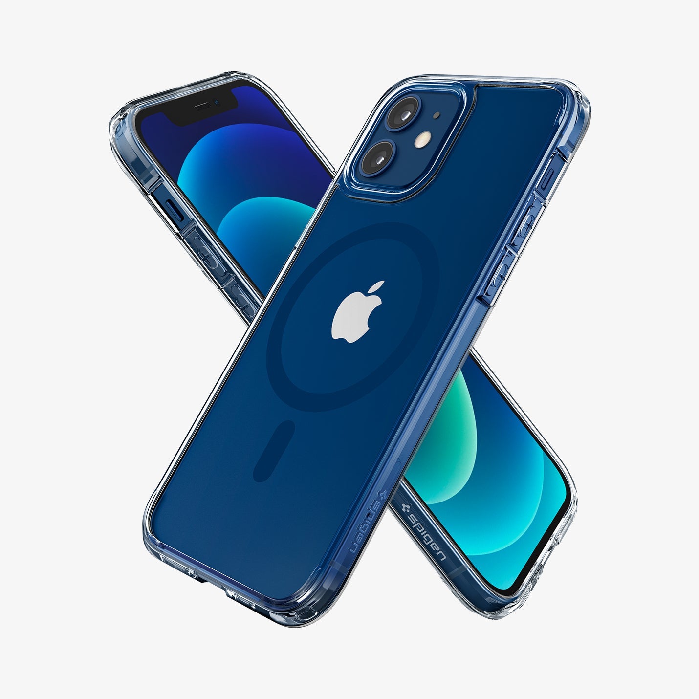 ACS02627- iPhone 12 / iPhone 12 Pro Case Ultra Hybrid Mag Safe Compatible in blue showing the back, front and sides