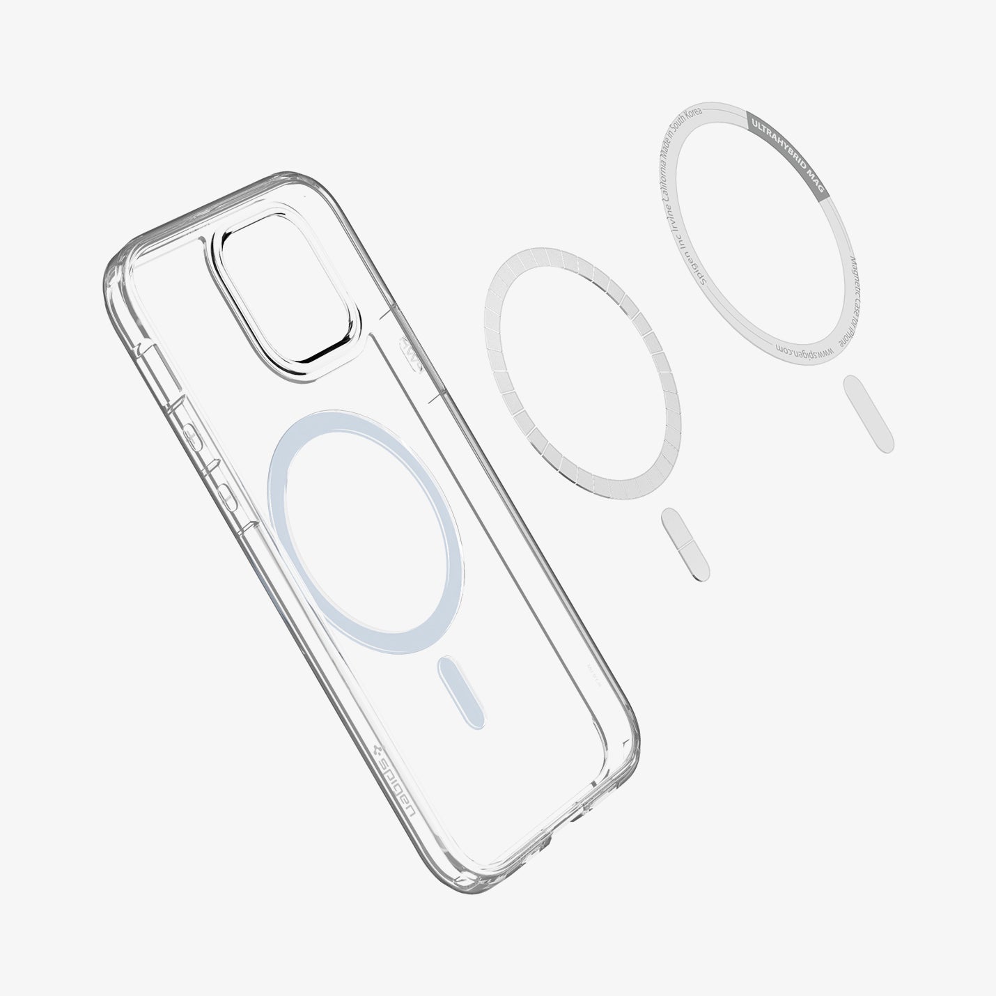 ACS02627- iPhone 12 / iPhone 12 Pro Case Ultra Hybrid Mag Safe Compatible in blue showing the inside magnetic ring layers