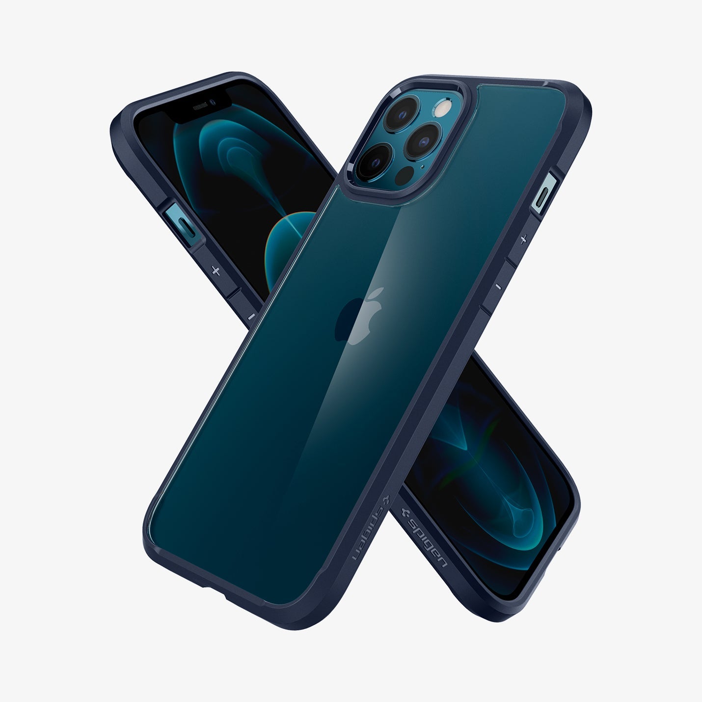 ACS02248 - iPhone 12 Pro Max Case Ultra Hybrid in navy blue showing the back, front and sides