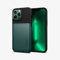ACS04559 - iPhone 13 Pro Max Case Slim Armor CS in midnight green showing the back and front