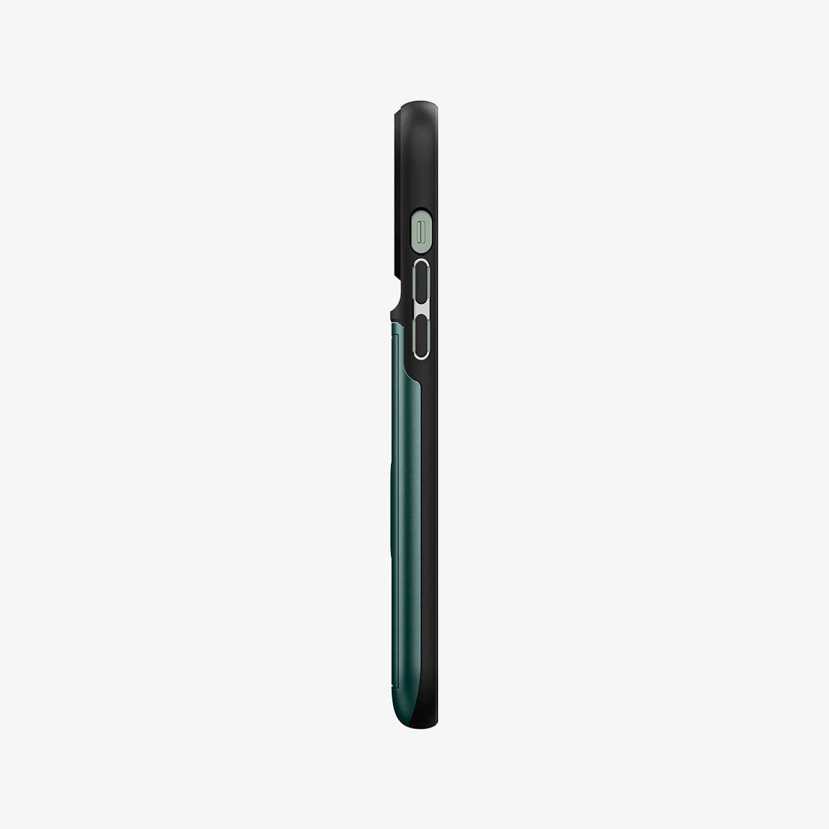 ACS04559 - iPhone 13 Pro Max Case Slim Armor CS in midnight green showing the side with volume controls