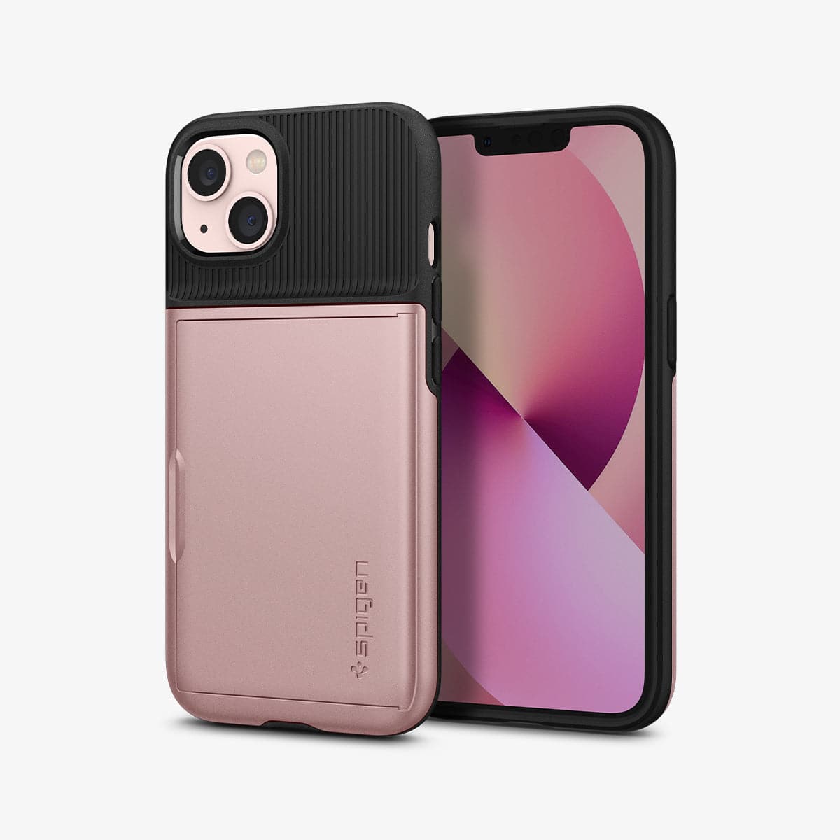 ACS03537 - iPhone 13 Case Slim Armor CS in rose gold showing the back and front