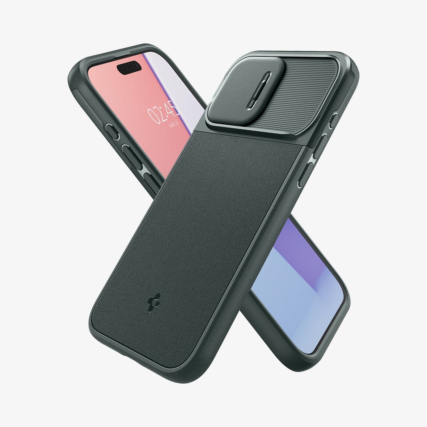 ACS06739 - iPhone 15 Pro Case Optik Armor (MagFit) in abyss green showing the back, front and sides