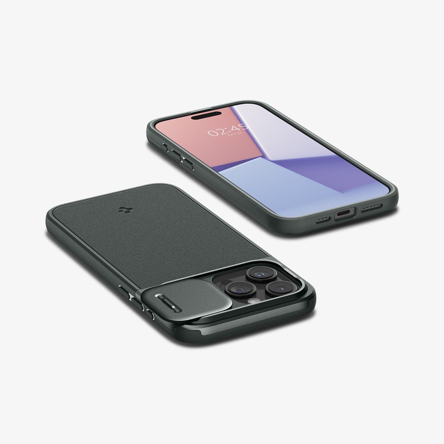 ACS06739 - iPhone 15 Pro Case Optik Armor (MagFit) in abyss green showing the back, top, side, bottom and front