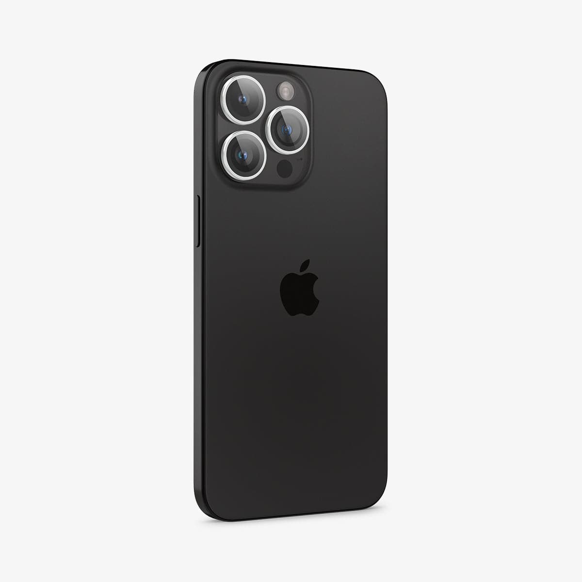 AGL05599 - iPhone 15 Pro / 15 Pro Max Optik Pro Lens Protector in silver showing the back and side