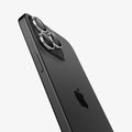 AGL05599 - iPhone 15 Pro / 15 Pro Max Optik Pro Lens Protector in silver showing the back and side zoomed in on camera lens