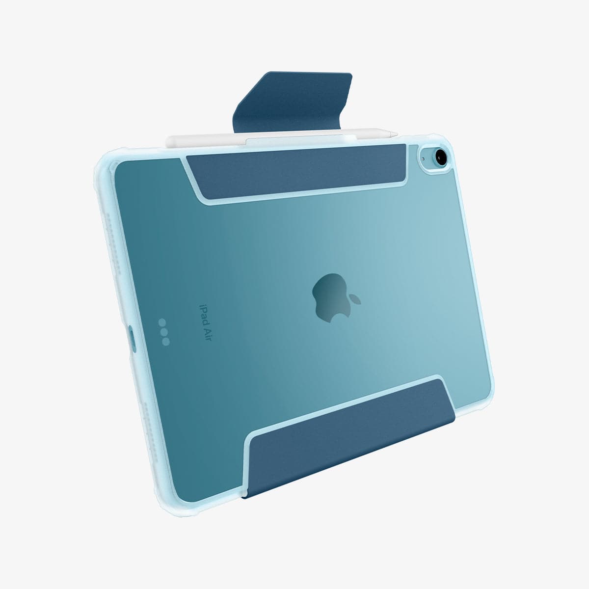ACS04568 - iPad Air 10.9" (2022 / 2020) Case Ultra Hybrid Pro in teal blue showing the back and bottom with cover flap open