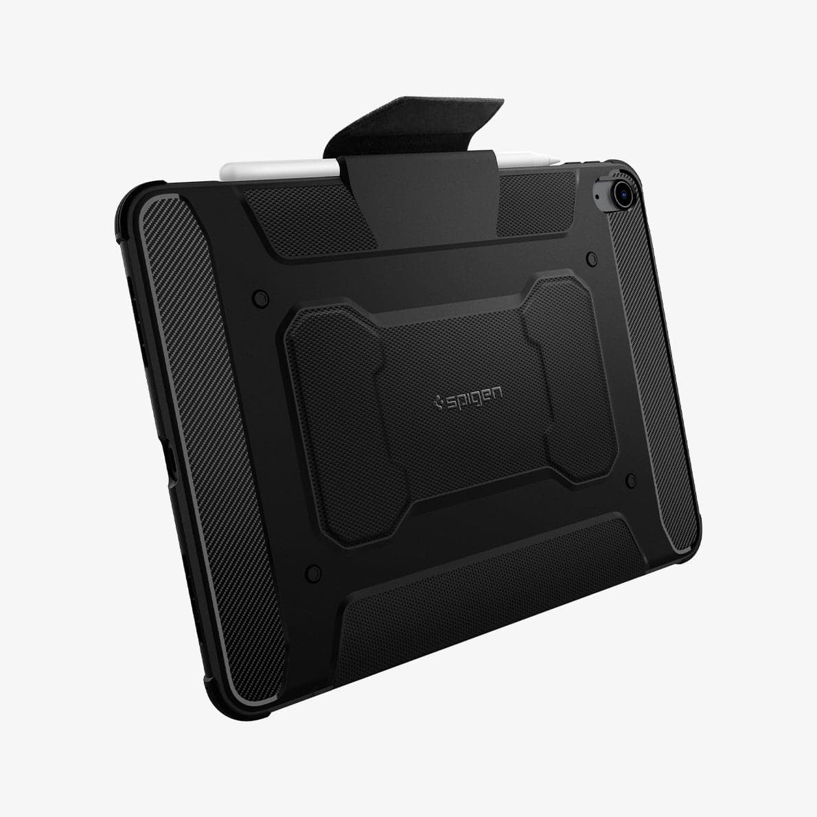 ACS02054 - iPad Air 10.9" (2022 / 2020) Case Rugged Armor Pro in black showing the back with flap open