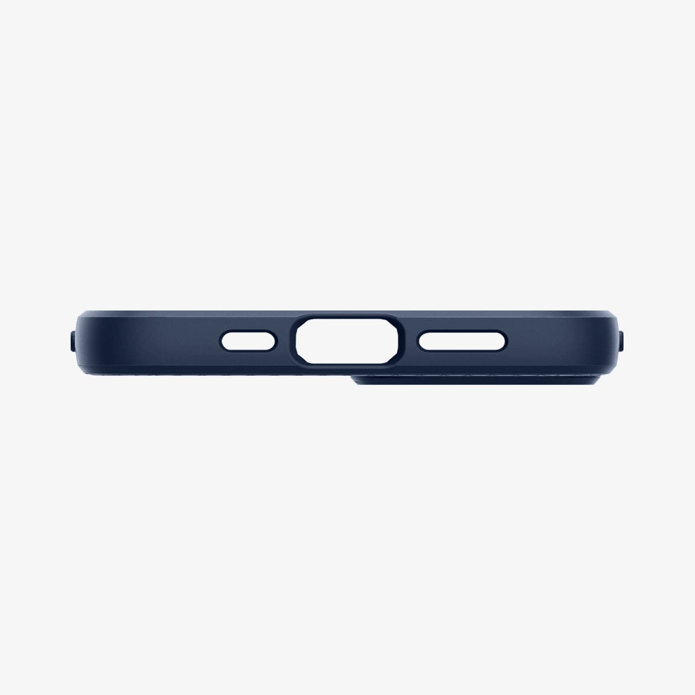 ACS03520 - iPhone 13 Case Liquid Air in navy blue showing the bottom with precise cutouts