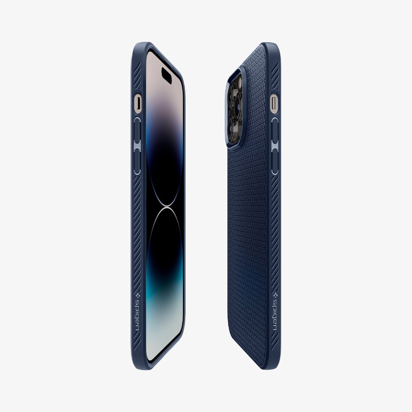 ACS04958 - iPhone 14 Pro Case Liquid Air in navy blue showing the sides, partial back and front