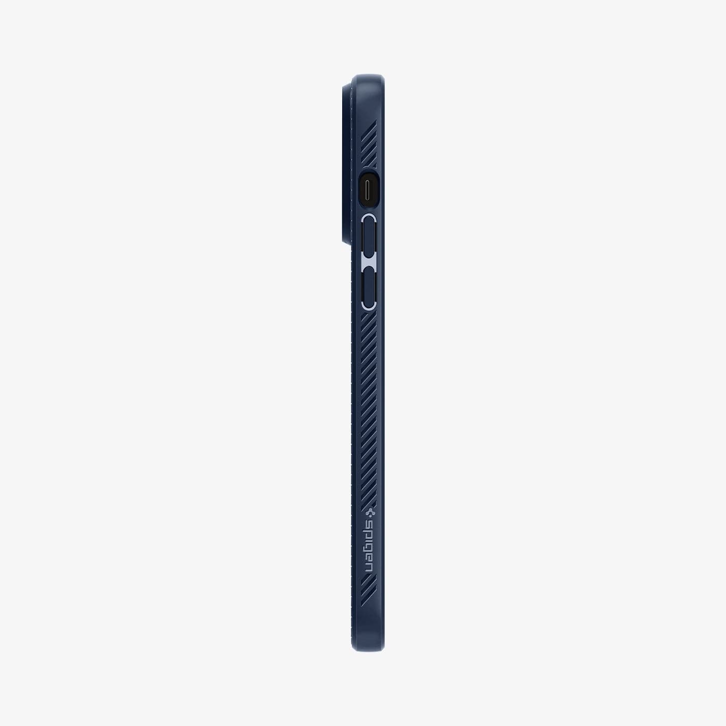 ACS04958 - iPhone 14 Pro Case Liquid Air in navy blue showing the side with volume controls