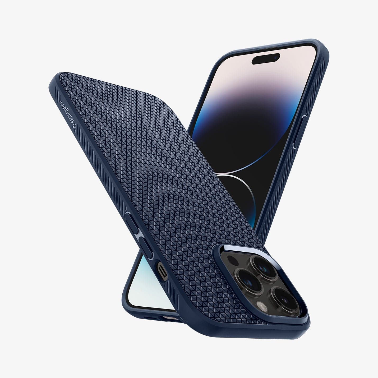 ACS04958 - iPhone 14 Pro Case Liquid Air in navy blue showing the back, sides and front