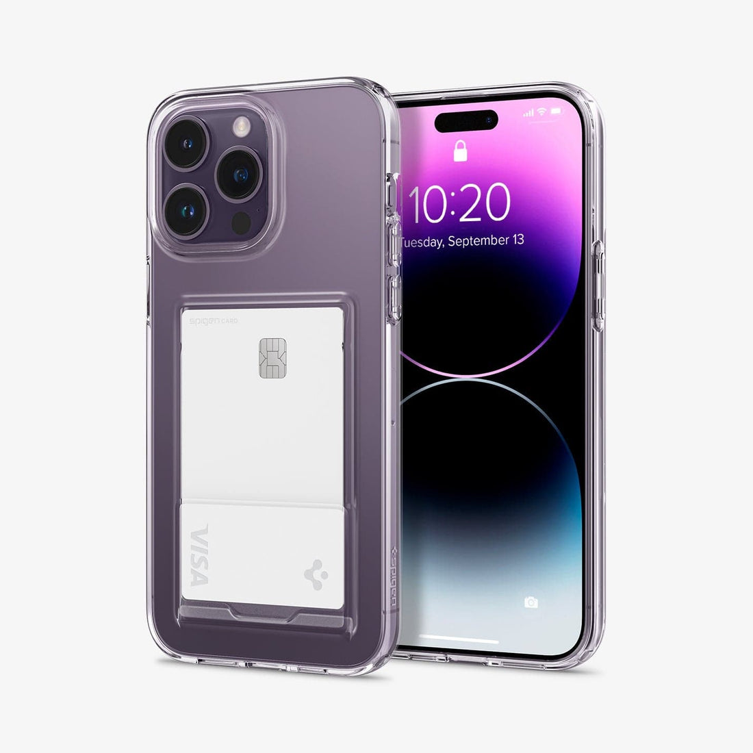 ACS04976 - iPhone 14 Pro Case Crystal Slot in crystal clear showing the back with card in slot