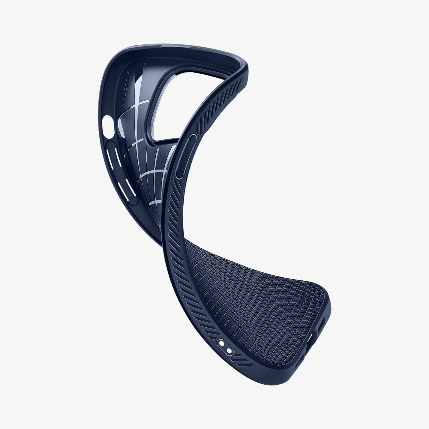 ACS04814 - iPhone 14 Pro Max Case Liquid Air in navy blue showing the case bending to show the flexibility