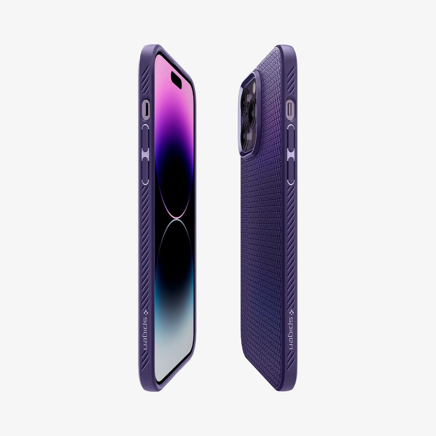 ACS05575 - iPhone 14 Pro Max Case Liquid Air in deep purple showing the sides, partial back and front