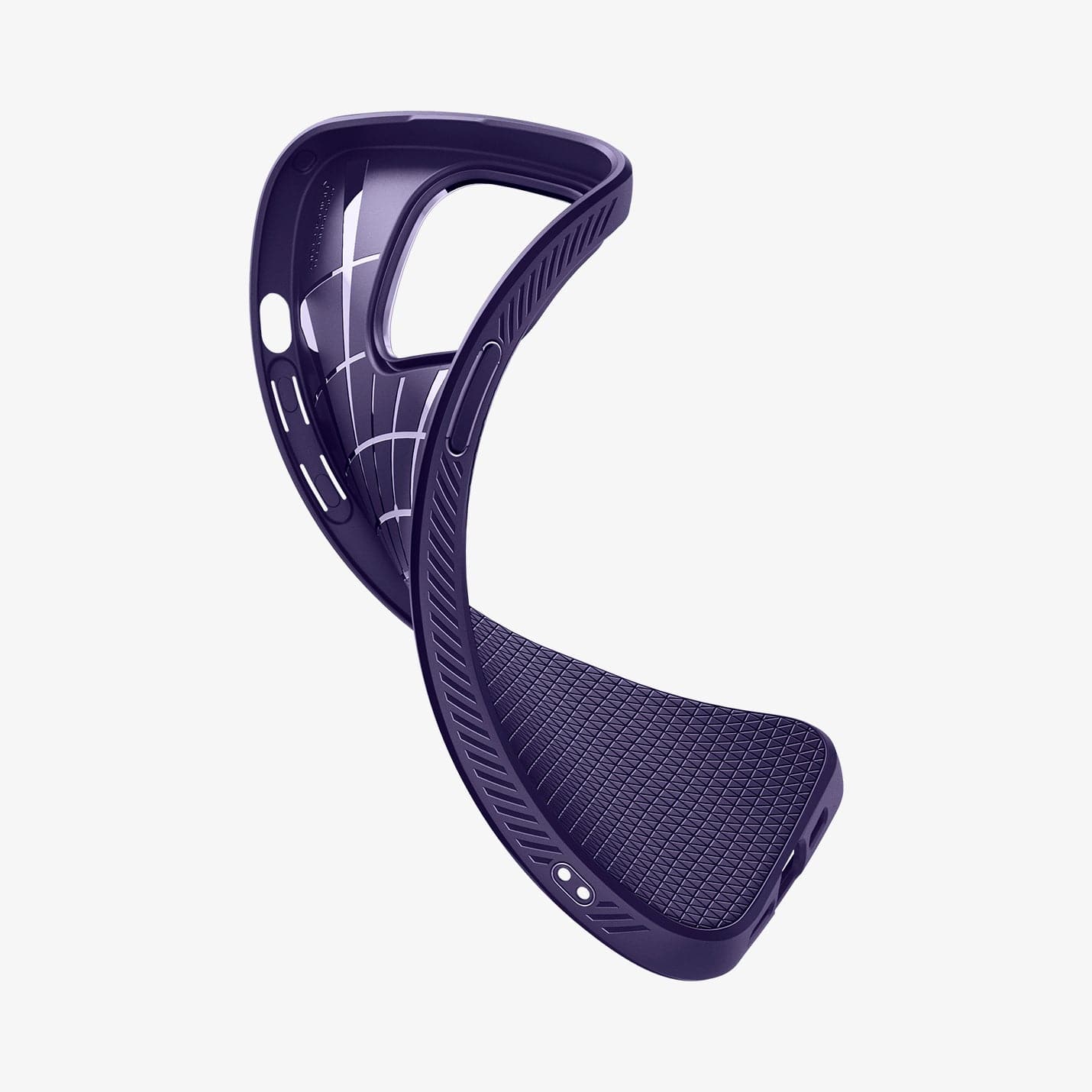 ACS05575 - iPhone 14 Pro Max Case Liquid Air in deep purple showing the case bending to show the flexibility