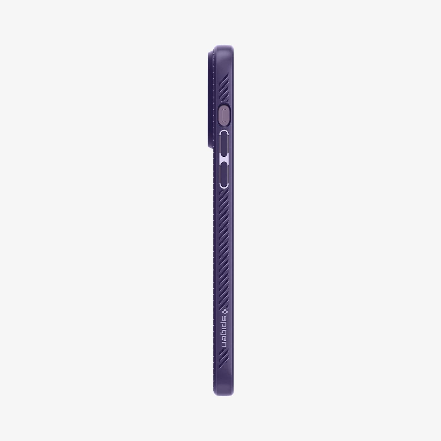 ACS05575 - iPhone 14 Pro Max Case Liquid Air in deep purple showing the side with volume controls