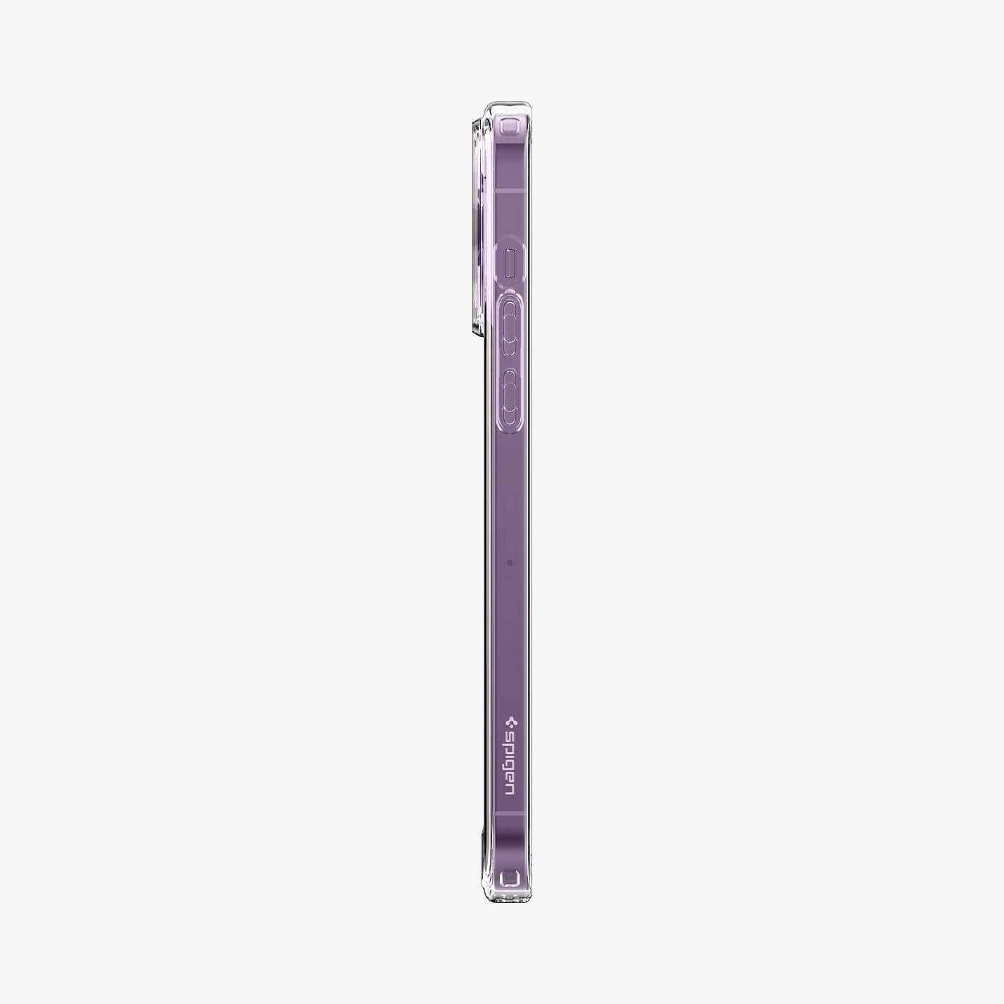 ACS05587 - iPhone 14 Pro Case Ultra Hybrid (MagFit) in frost clear showing the side with volume controls