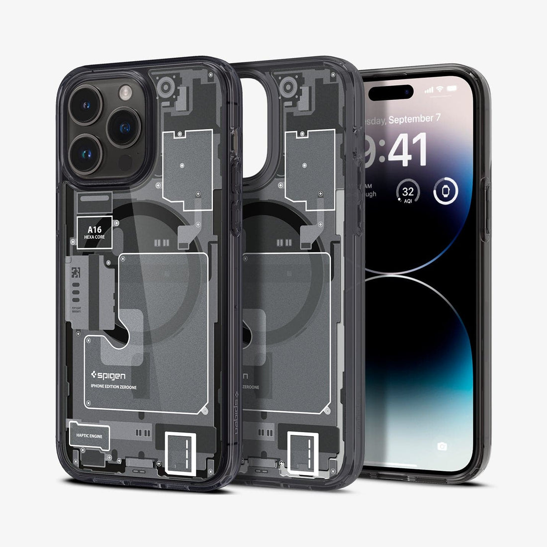 ACS05539 - iPhone 14 Pro Max Case Ultra Hybrid Zero One (MagFit) showing the back