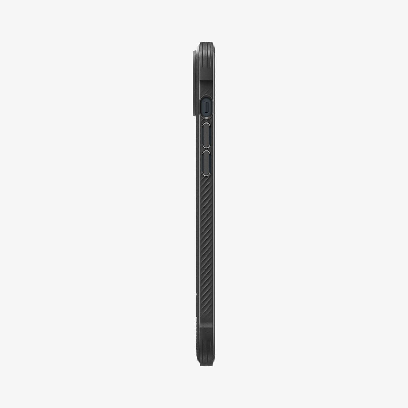 ACS05036 - iPhone 14 Case Rugged Armor (MagFit) in matte black showing the side with volume controls
