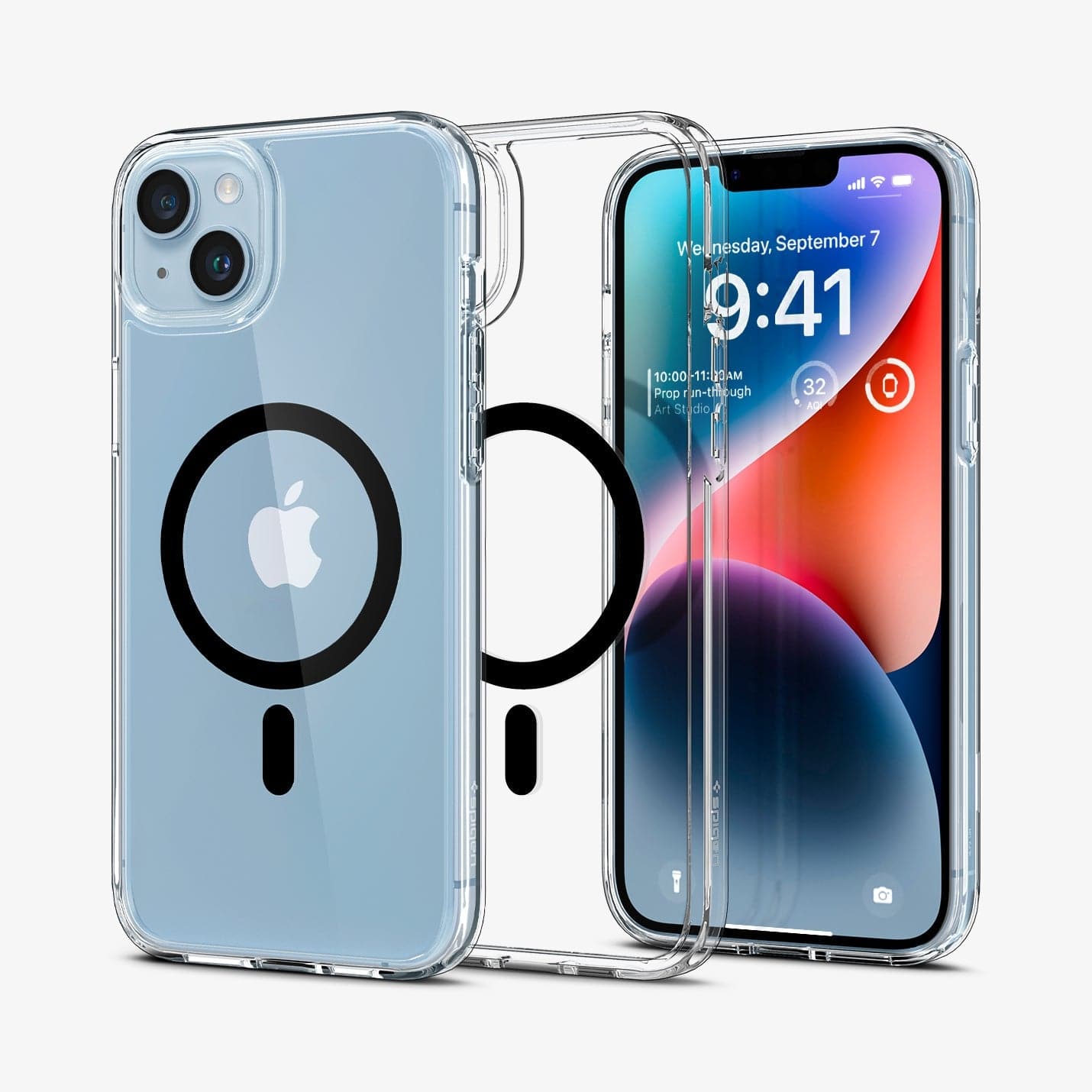 ACS04903 - iPhone 14 Plus Case Ultra Hybrid (MagFit) in black showing the back, inside and front