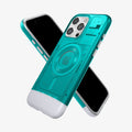 ACS06743 - iPhone 15 Pro Case Classic C1 (MagFit) in bondi blue showing the back, front and sides