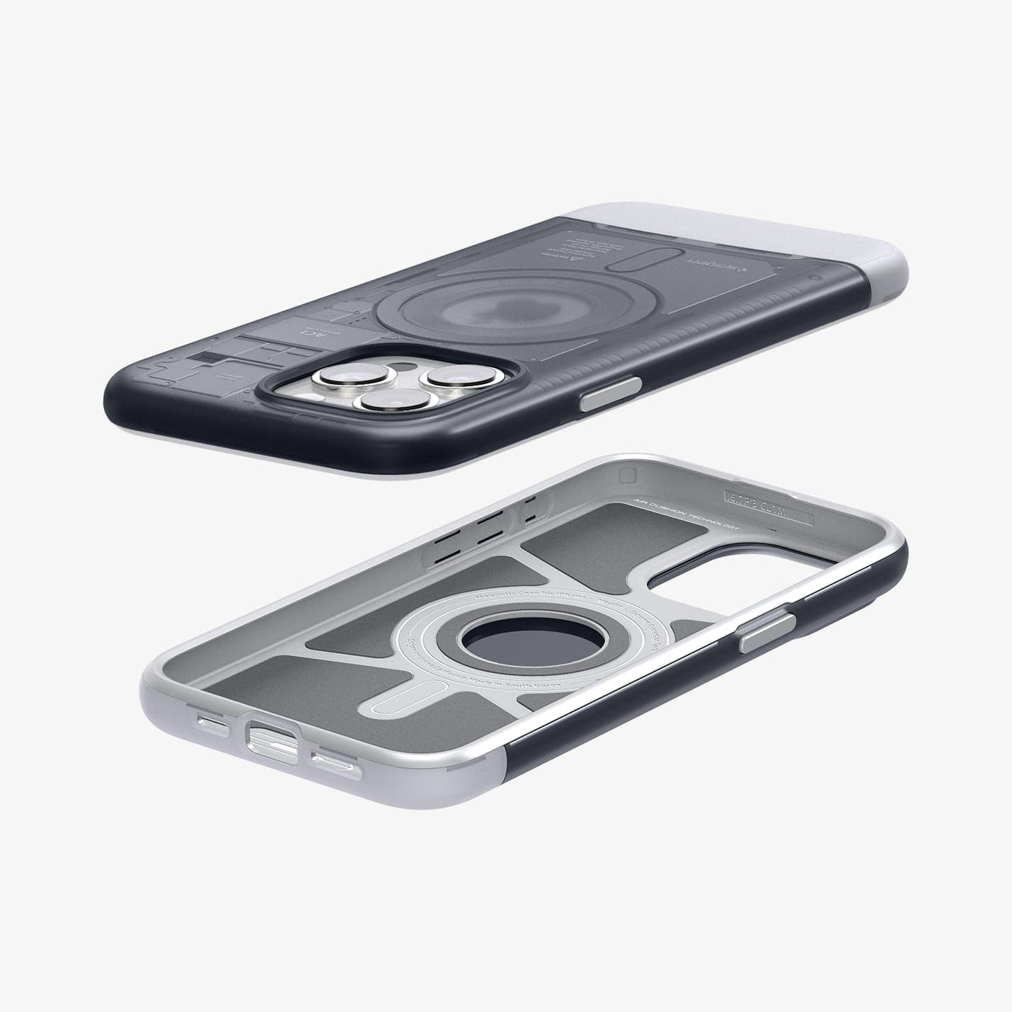 ACS06742 - iPhone 15 Pro Case Classic C1 (MagFit) in graphite showing the back, inside and sides