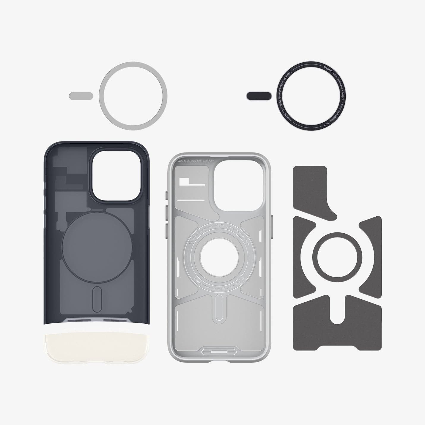 ACS06742 - iPhone 15 Pro Case Classic C1 (MagFit) in graphite showing the multiple layers including the magnetic ring layers