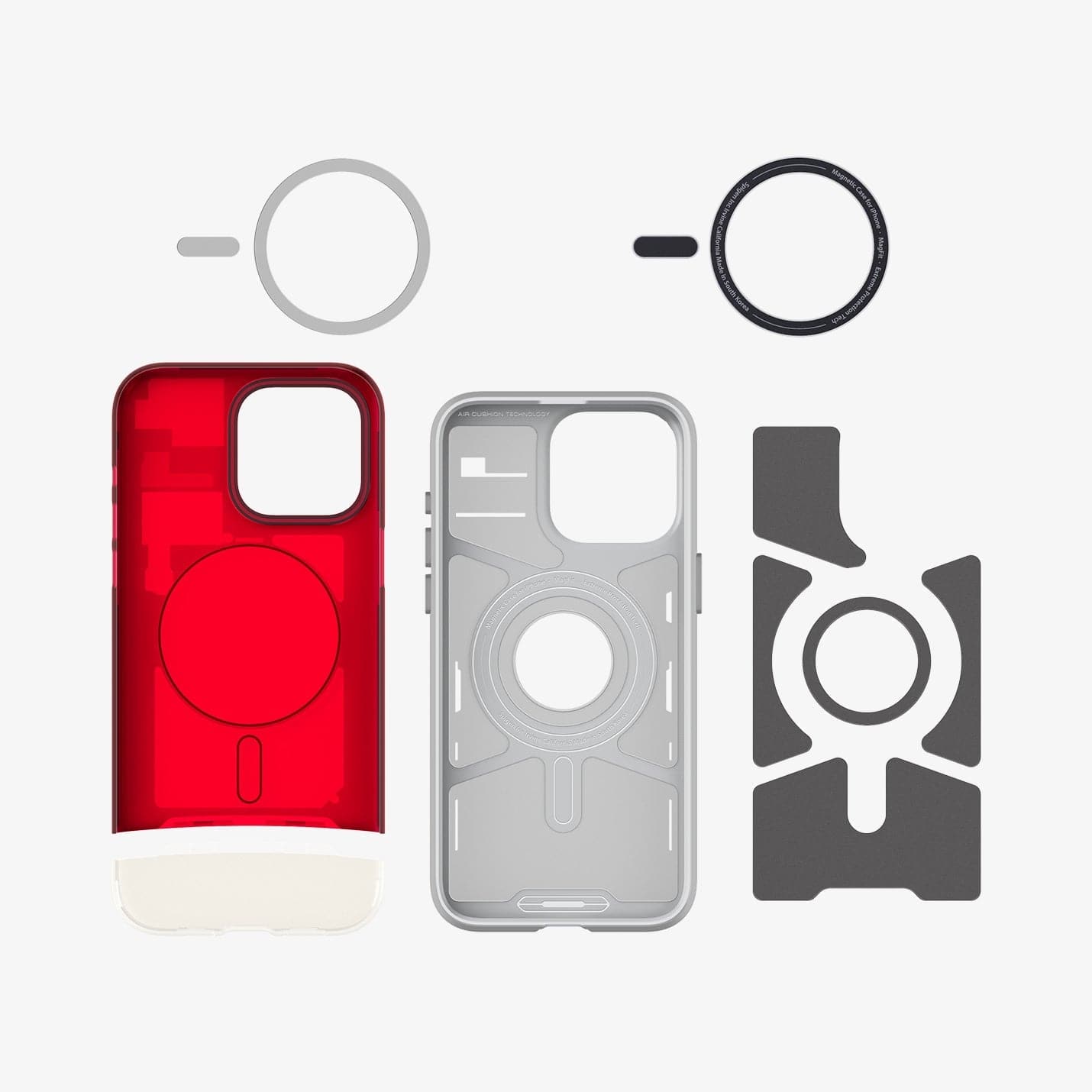 ACS06744 - iPhone 15 Pro Case Classic C1 (MagFit) in ruby showing the multiple layers of case including the magnetic ring layers