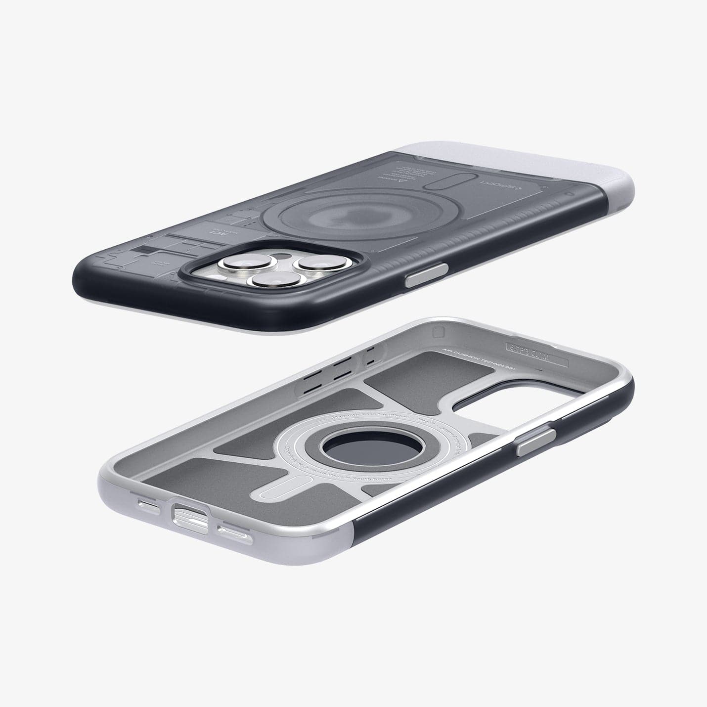 ACS06607 - iPhone 15 Pro Max Case Classic C1 (MagFit) in graphite showing the back, inside and sides