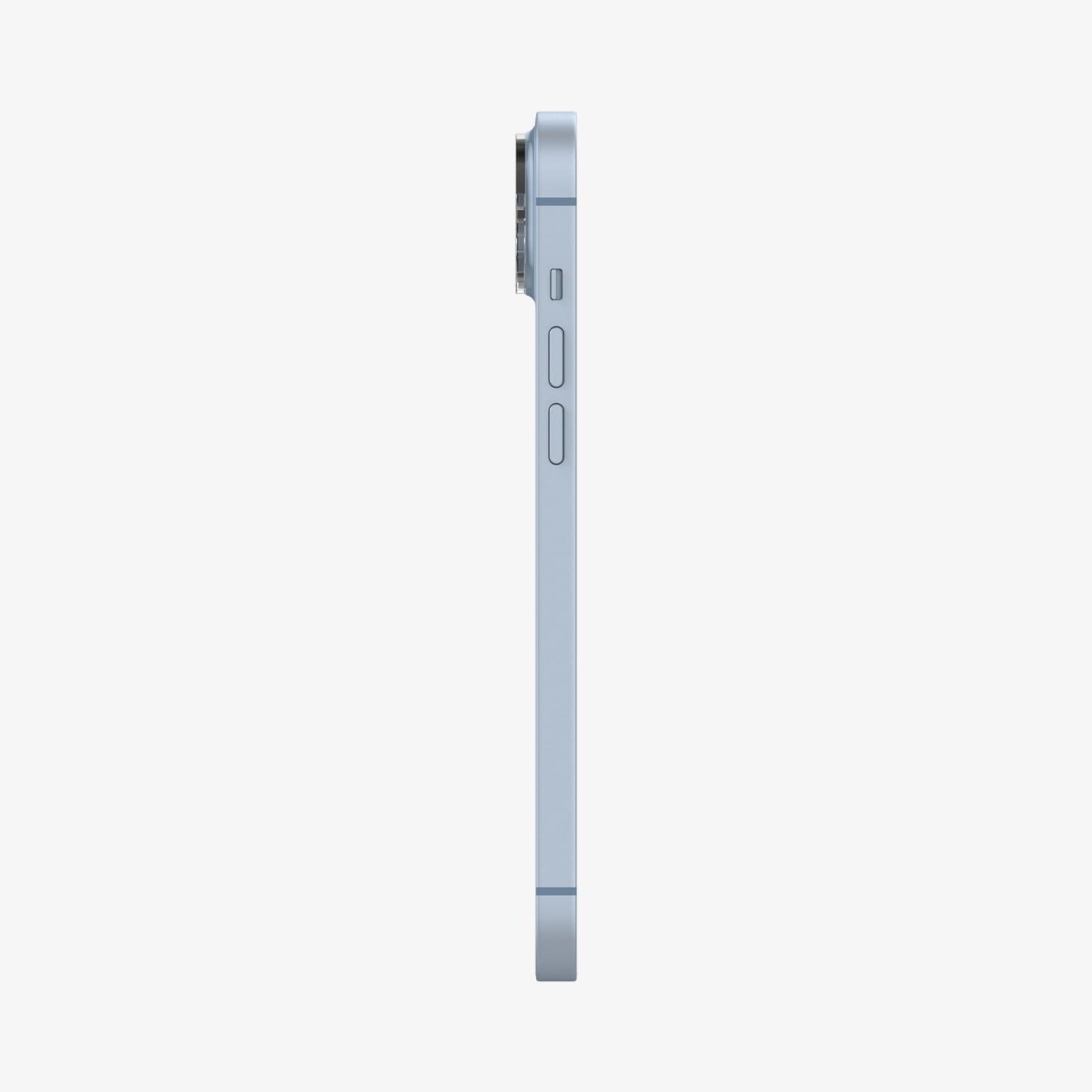 AGL05762 - iPhone 14 / 14 Plus Optik Lens Protector in crystal clear showing the side with volume controls