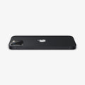 AGL05274 - iPhone 14 / 14 Plus Optik Lens Protector in black showing the back and side with device laying flat