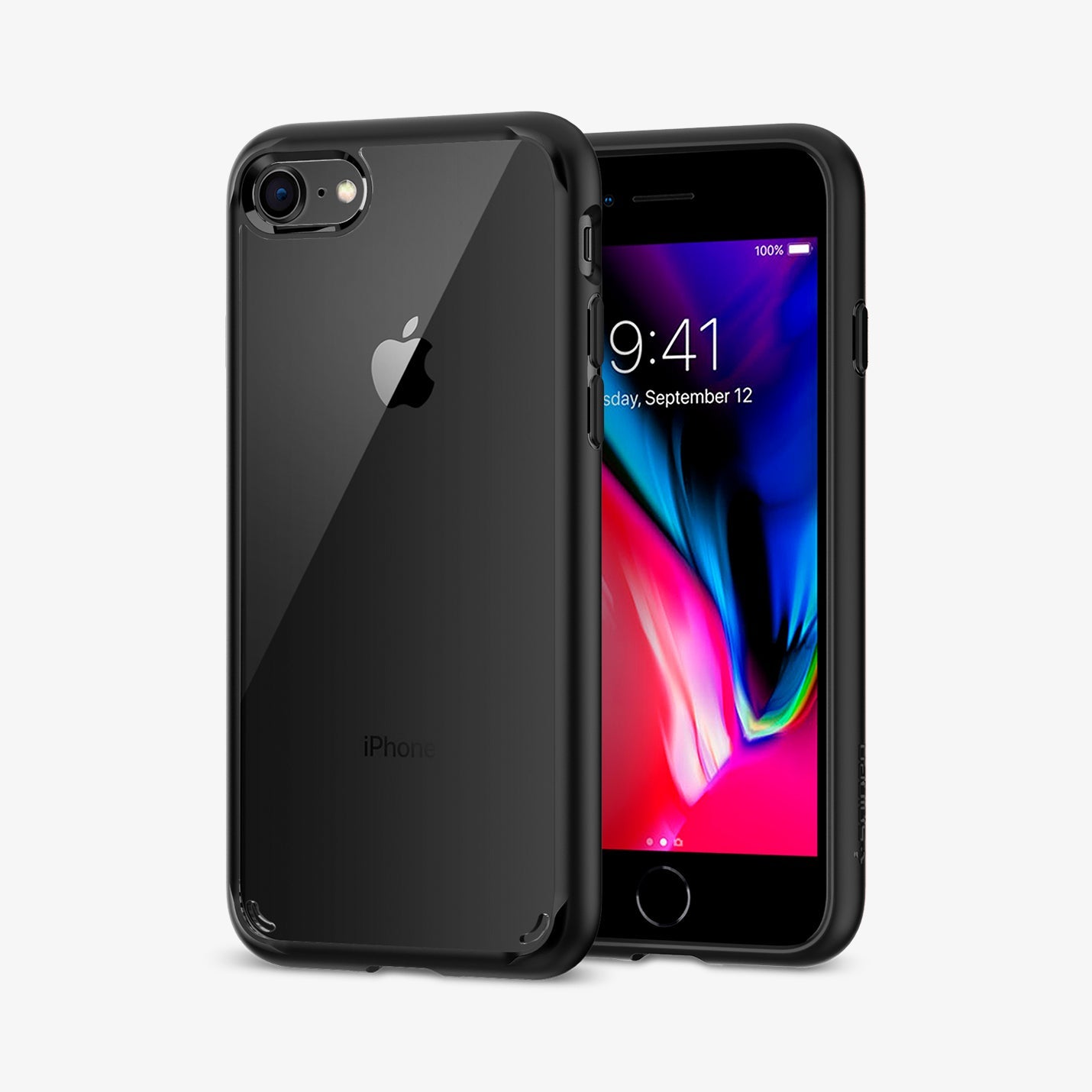 042CS20926 - iPhone SE Ultra Hybrid case in black showing the back and front