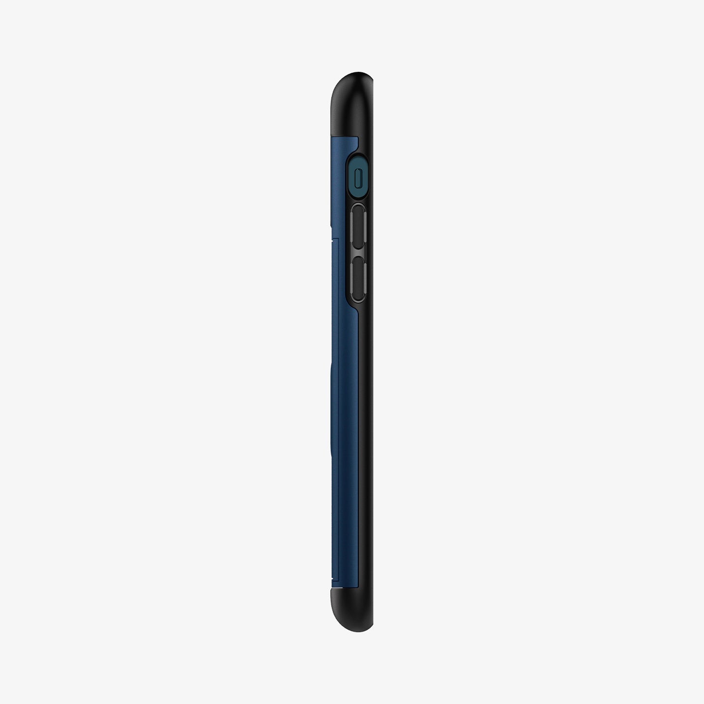 ACS02297 - iPhone 12 / iPhone 12 Pro Case Slim Armor CS in navy blue showing the side with volume controls