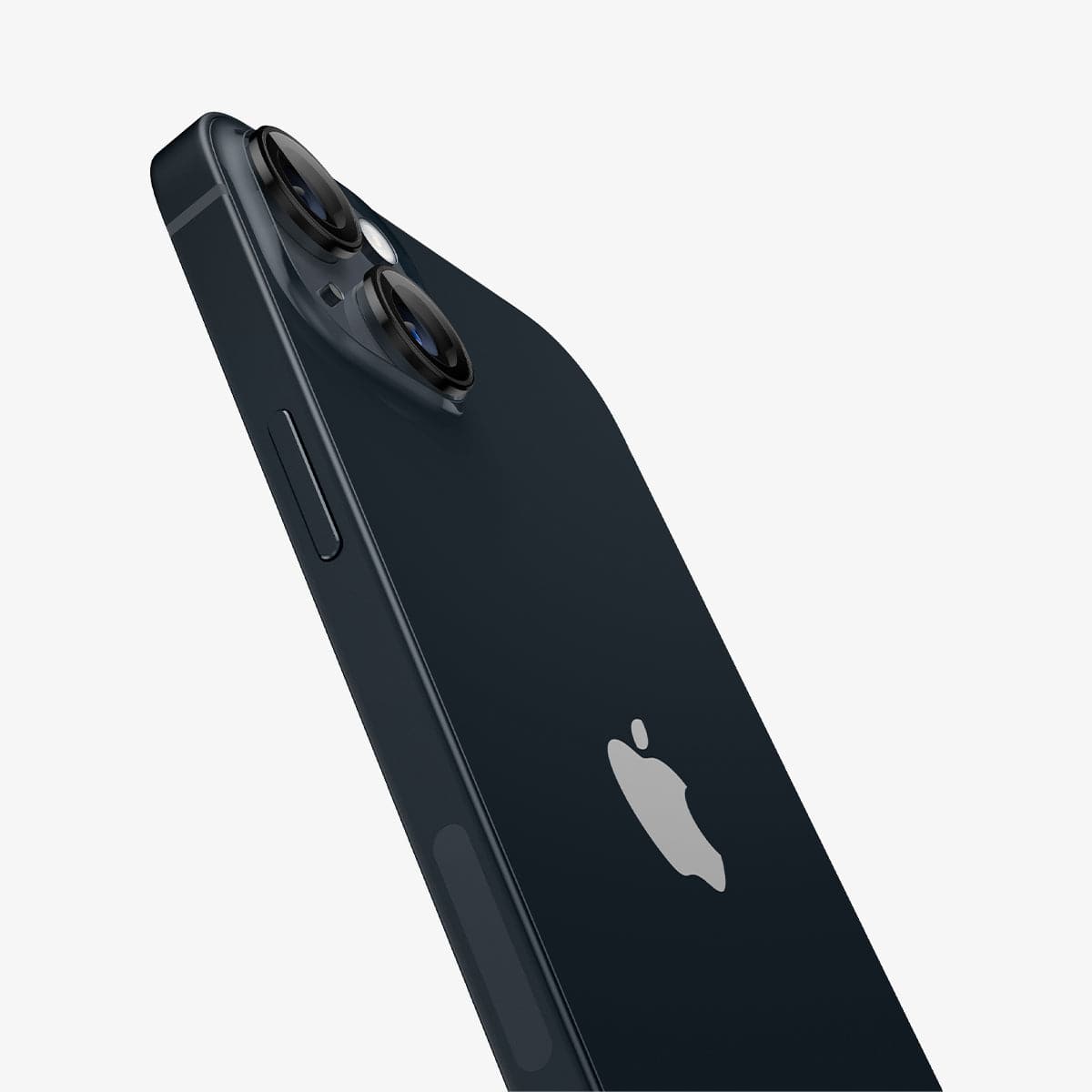 AGL05213 - iPhone 15 / 15 Plus Optik Pro Lens Protector in black showing the back and partial side zoomed in on camera lens
