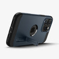 ACS06595 - iPhone 15 Pro Max Case Tough Armor (MagFit) in metal slate showing the back with device propped up by built in kickstand