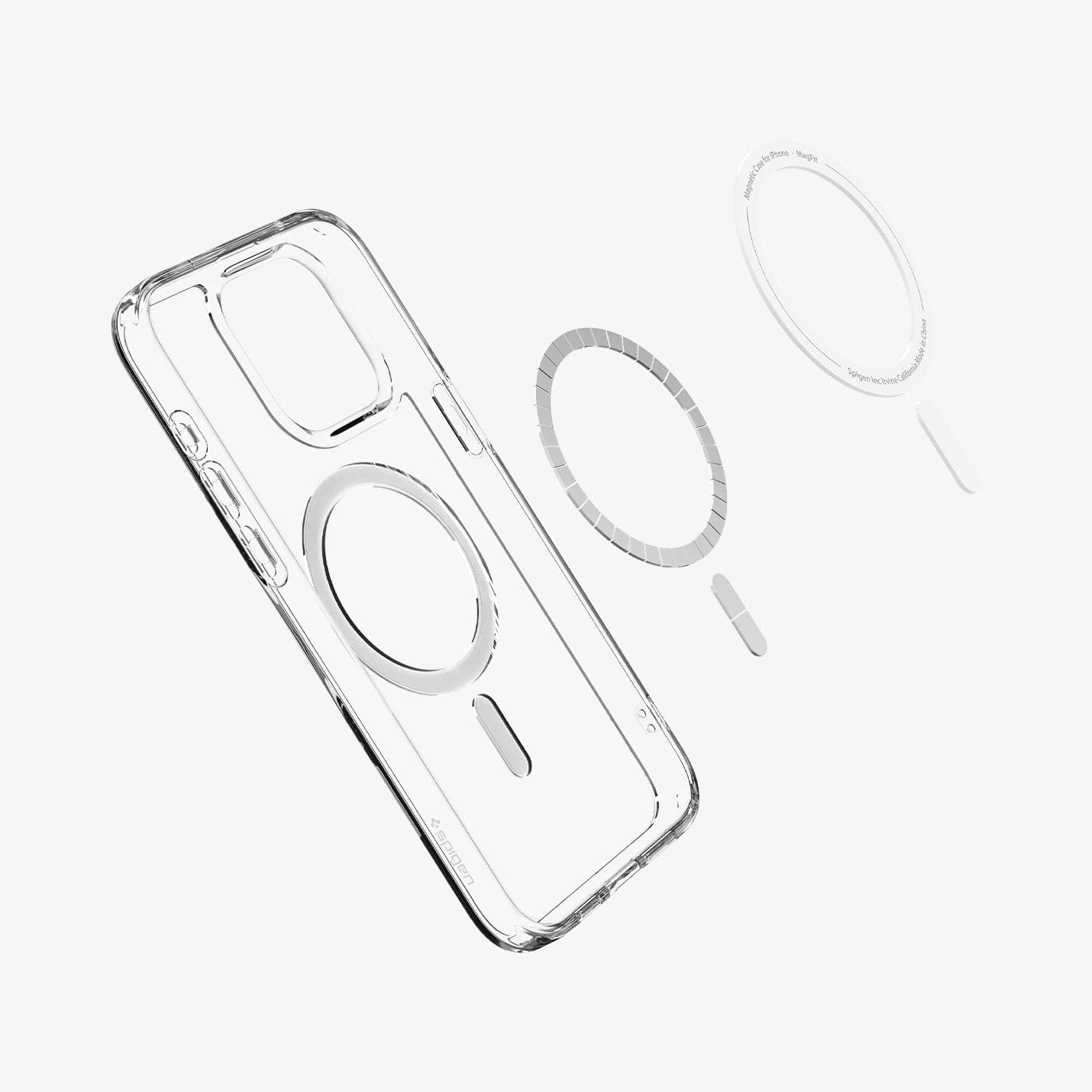ACS06716 - iPhone 15 Pro Case Ultra Hybrid (MagFit) in graphite showing the inside magnetic ring layers