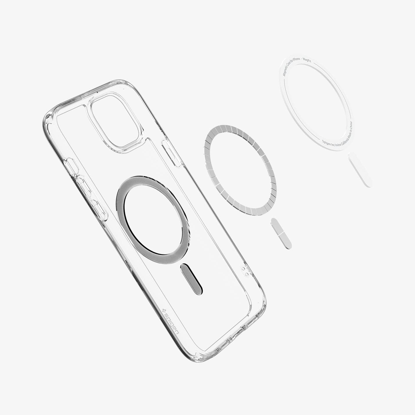 ACS06661 - iPhone 15 Plus Case Ultra Hybrid (MagFit) in black showing the inside magnetic ring layers