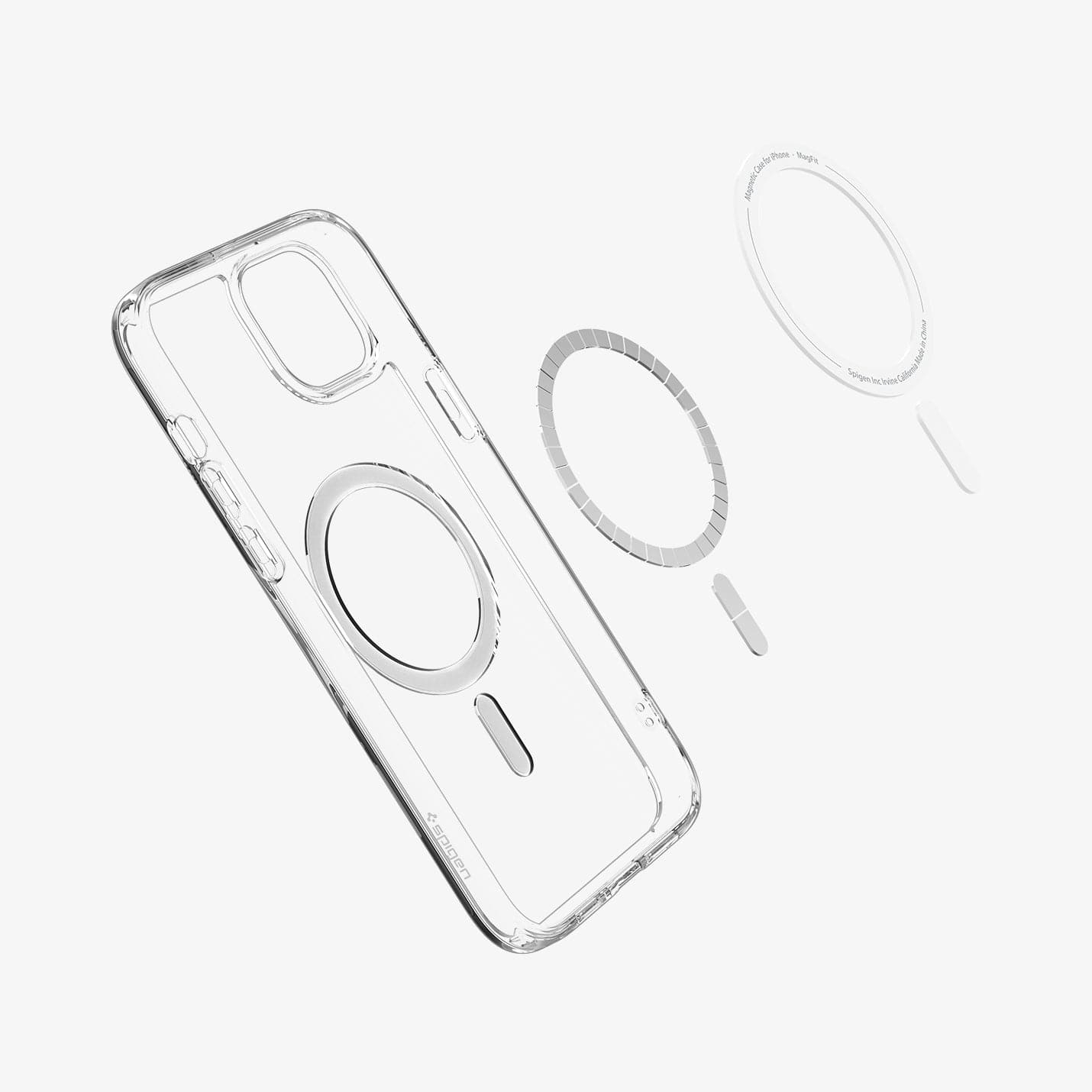 ACS06662 - iPhone 15 Plus Case Ultra Hybrid (MagFit) in graphite showing the inside magnetic ring layers