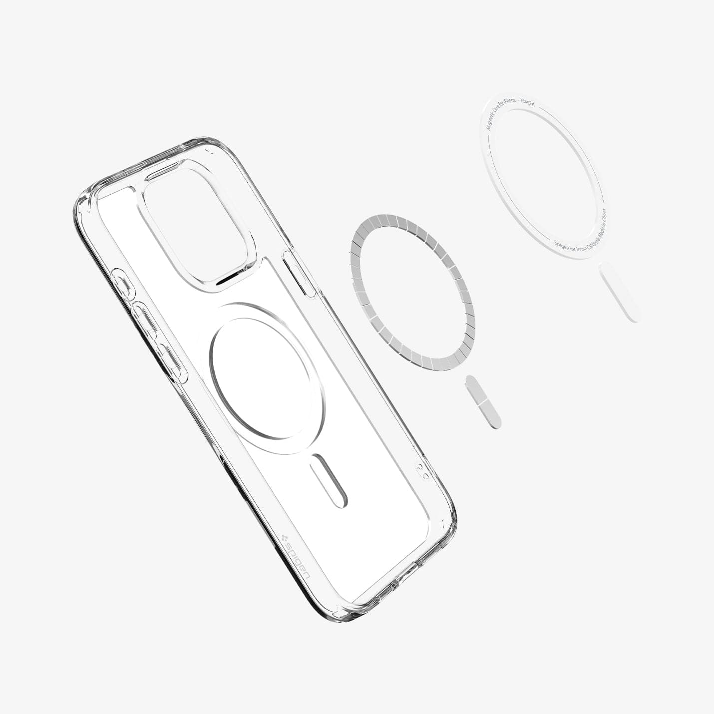 ACS06580 - iPhone 15 Pro Max Case Ultra Hybrid (MagFit) in frost clear showing the magnetic ring layers