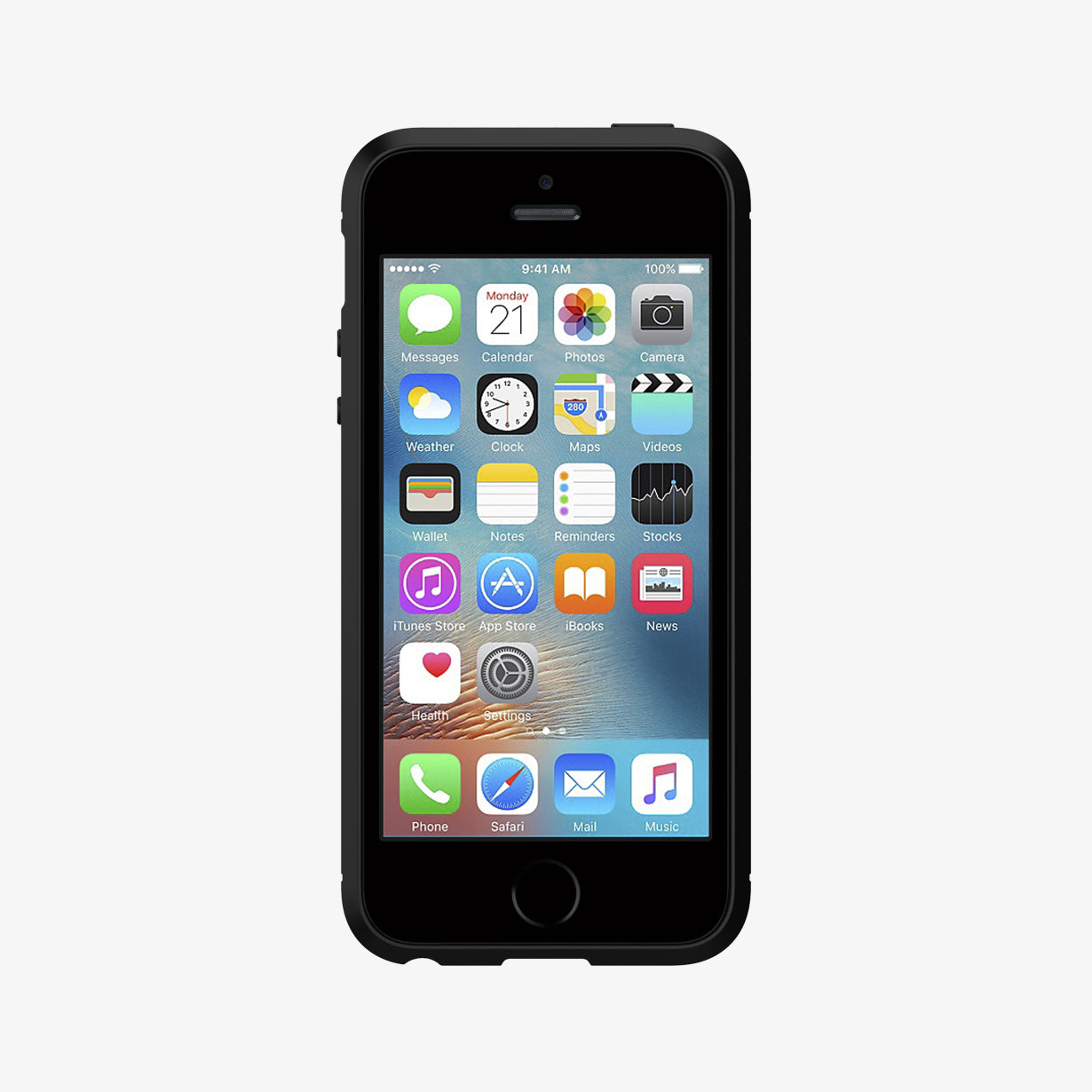 041CS20167 - iPhone SE Rugged Armor case in black showing the front