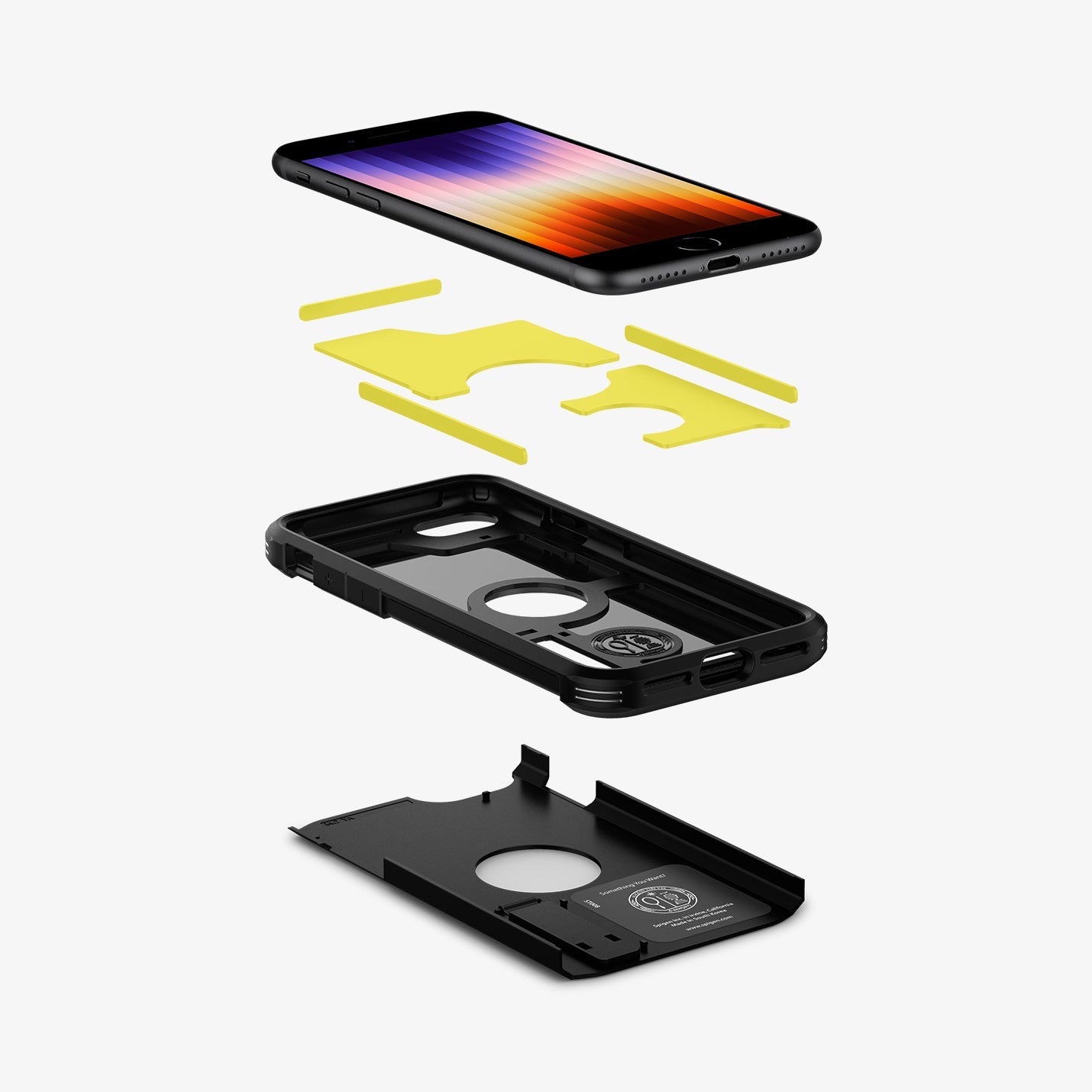 ACS00950 - iPhone SE Tough Armor case in black showing the breakdown