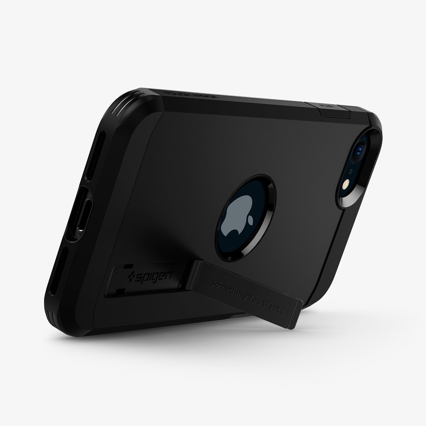 ACS00950 - iPhone SE Tough Armor case in black showing the back standing on a kickstand